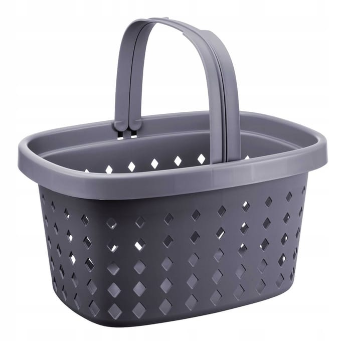 Grijze boodschappenmand 20L - 32x23x42 cm, lichtgewicht organizer