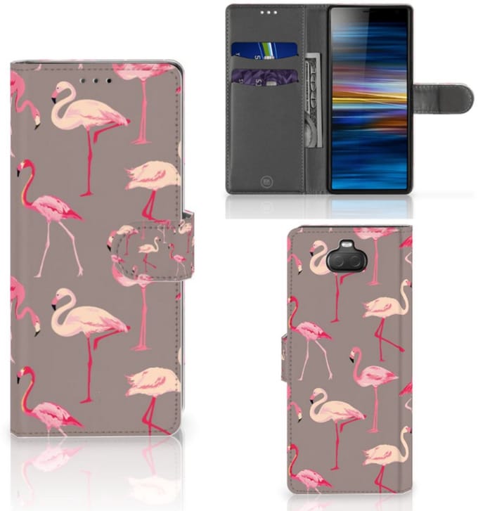Sony Xperia 10 Telefoonhoesje met Pasjes Flamingo