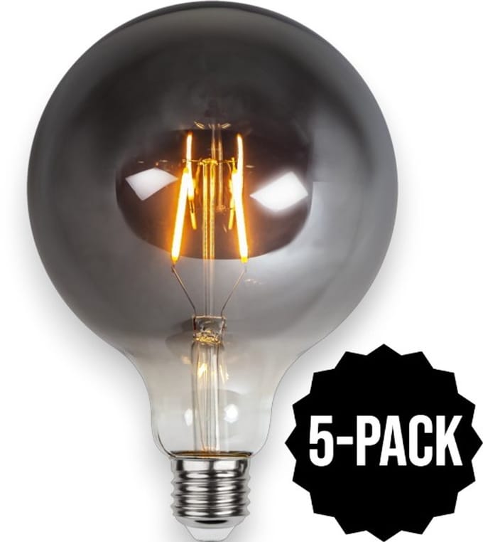 5-Pack | G125 Globelamp - E27 - 1.8W - Super Warm Wit <2200K - Filament - Rookglas
