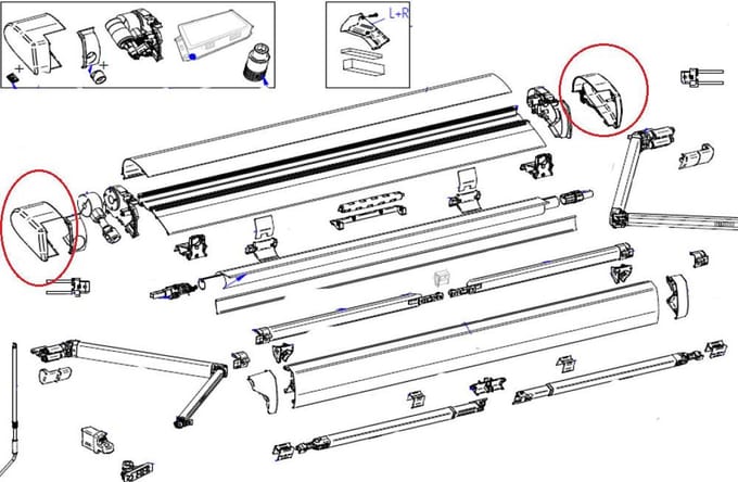 Thule 6300 Eindkap LH+RH Geanodiseerd