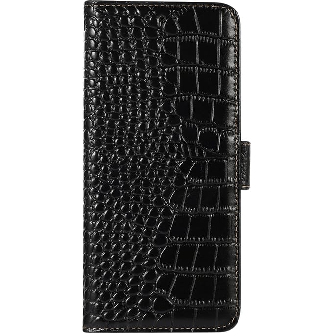 Mocaa Samsung Galaxy A55 Croco Book Case Leer Zwart
