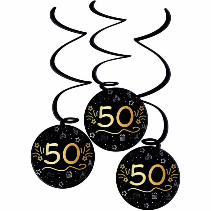 Folat - Shining glam swirls 50 jaar - 3 stuks