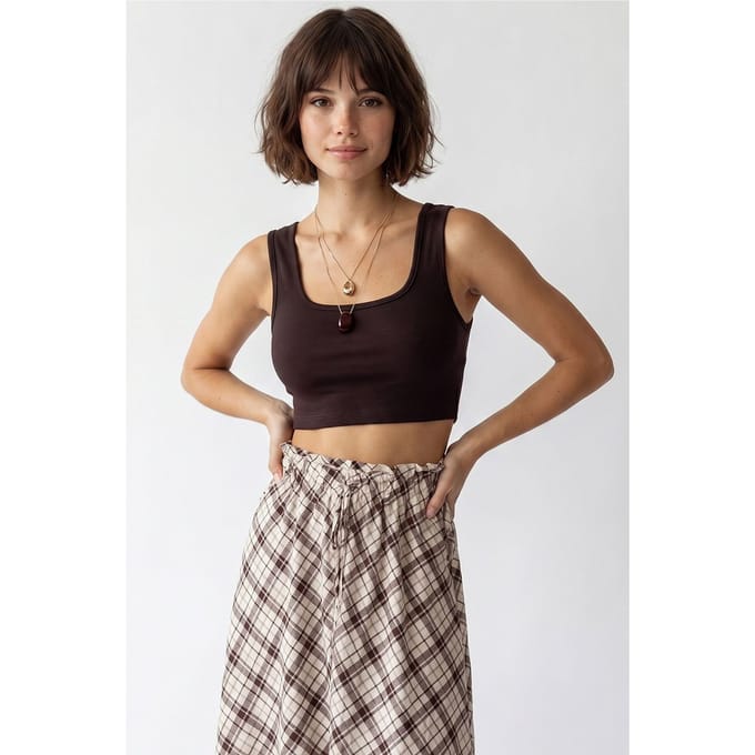 Dames Aansluitende Vierkante Hals Croptop