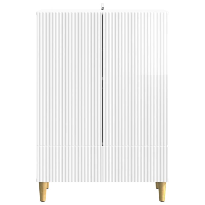 vidaXL - Dressoir - met - lade - Hoogglans - Wit - 66 - x - 34,5 - x - 95 - cm - Bewerkt - hout