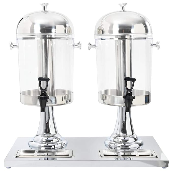 vidaXL - Dubbele - sapdispenser - roestvrij - staal - 2x8 - L