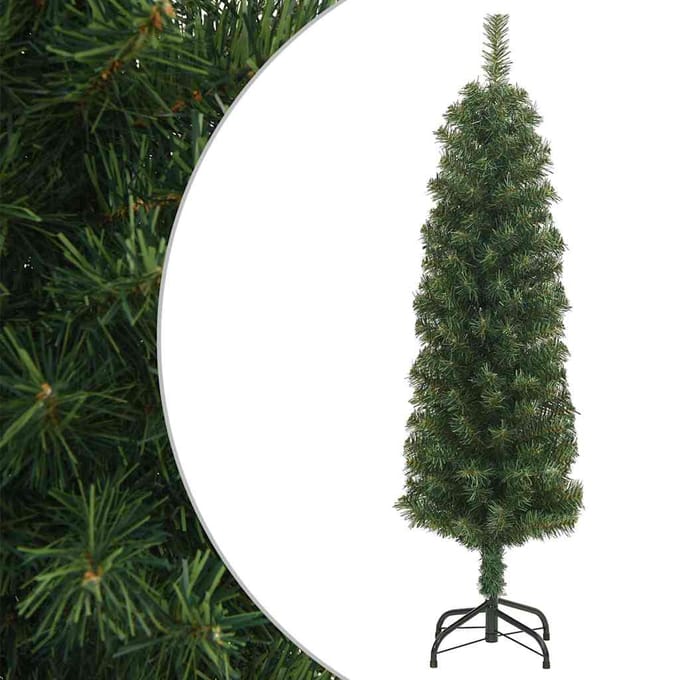 vidaXL - Kunstkerstboom - met - standaard - smal - 150 - cm - PVC - groen