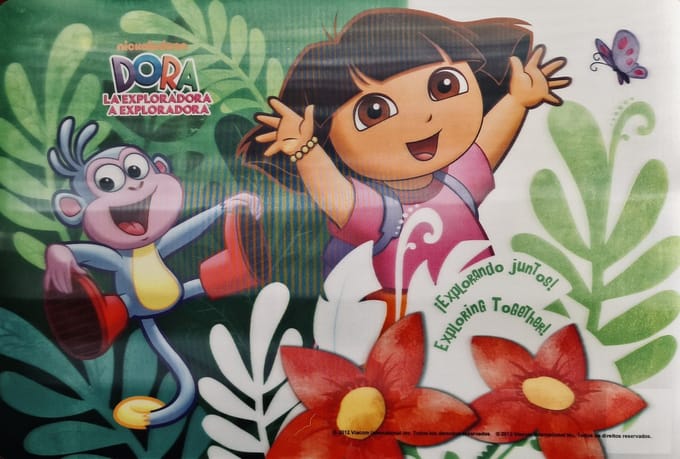 2 x Dora placemats, 3 D afbeelding, 43 x 29 cm
