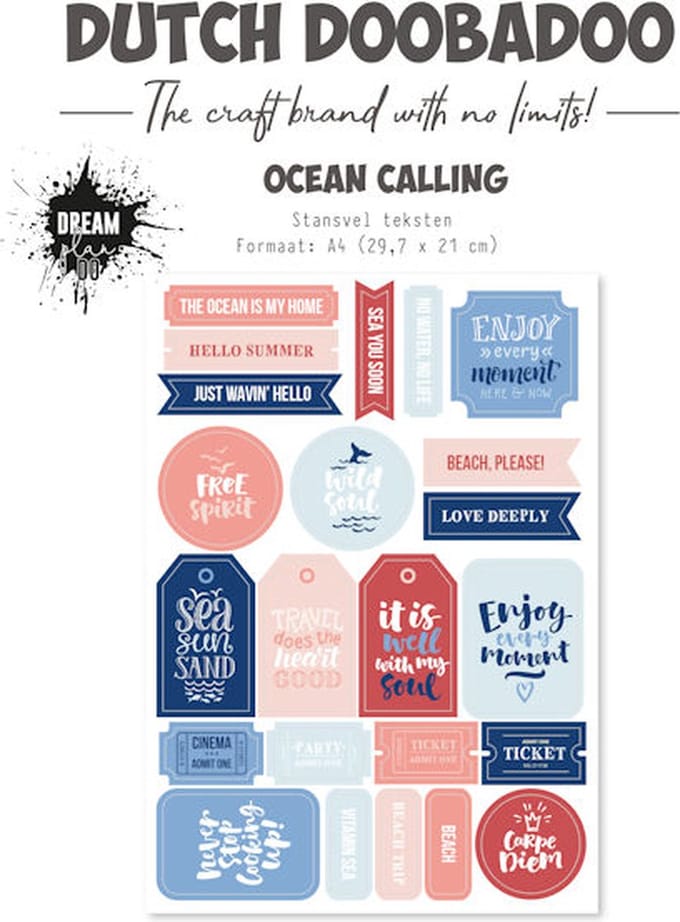 DDBD Stansvel Ocean Calling teksten A4