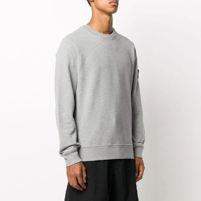 Stone Island Patch Logo Crew Melange Grijs Heren Tops 731563020-V0M64 XL gray