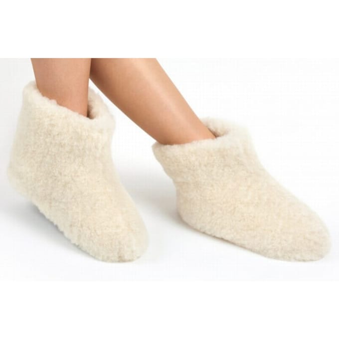 Woolwarmers - Dolly - Sloffen Dames - Sloffen Heren - Creme/Wit - 100% Wol - Maat 36