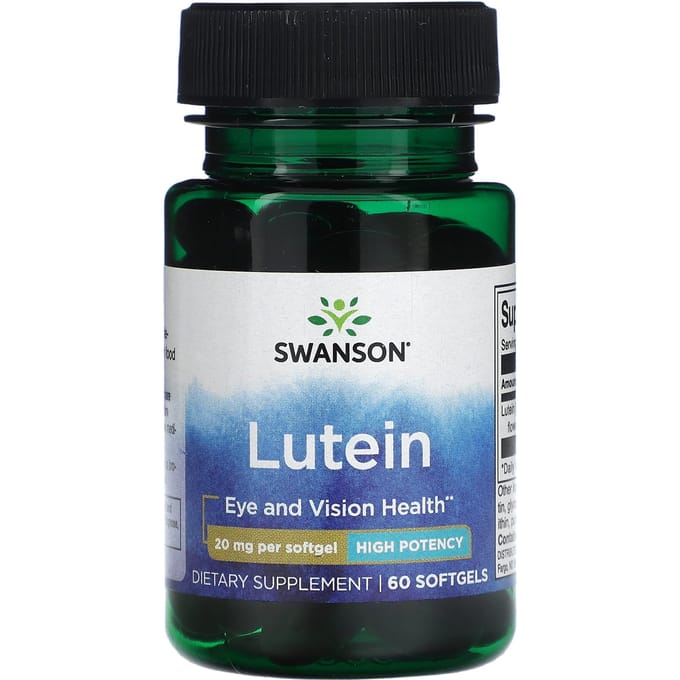 Lutéine, Haute Puissance, 20 mg, 60 Gélules Molles