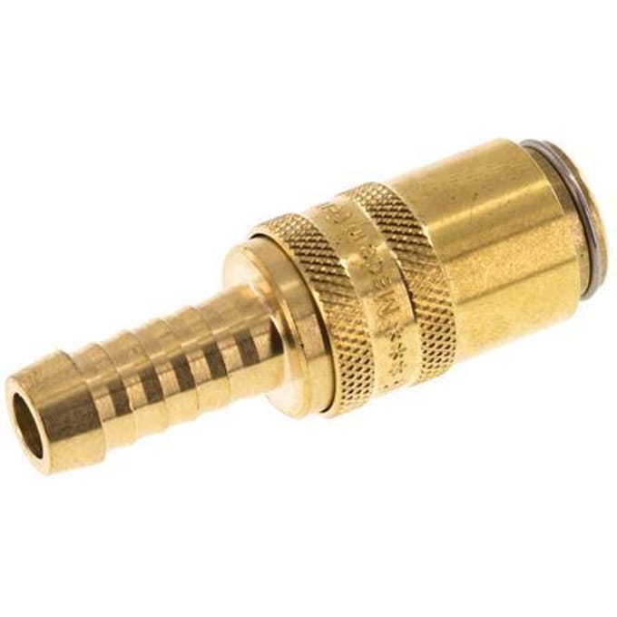 Messing DN 6 Tempereerkoppeling Snelkoppeling 9 mm Slangpilaar Dubbele afsluiting