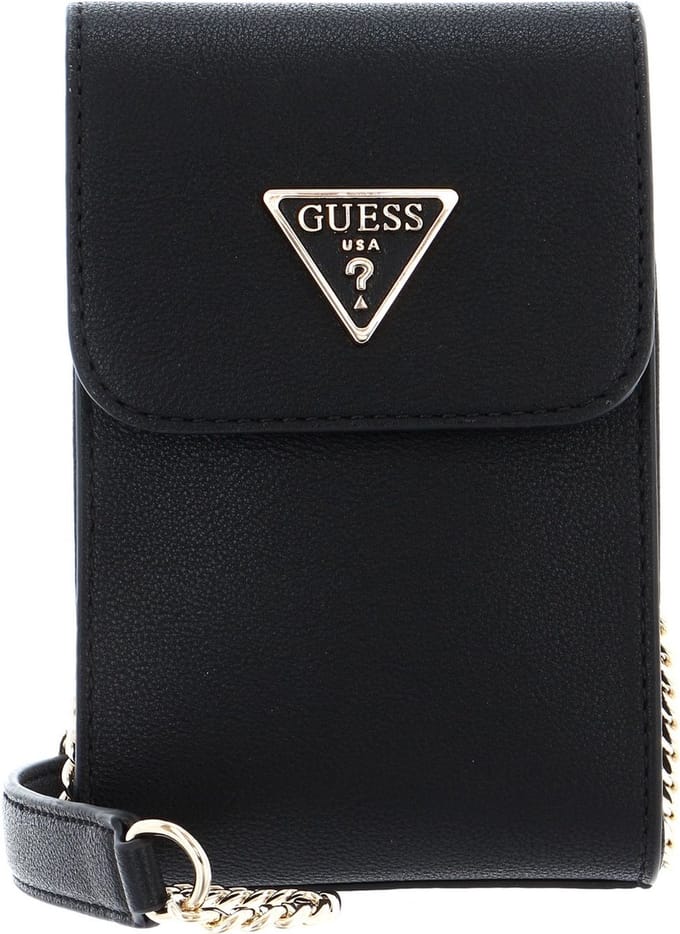 GUESS Schoudertas Telefoontasje Noelle Flap Chit Chat Bag Black Zwart