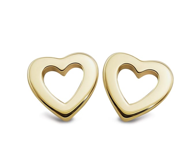 Jwls4u Earparty Earstuds Open Hart Gold-Plated JE038G