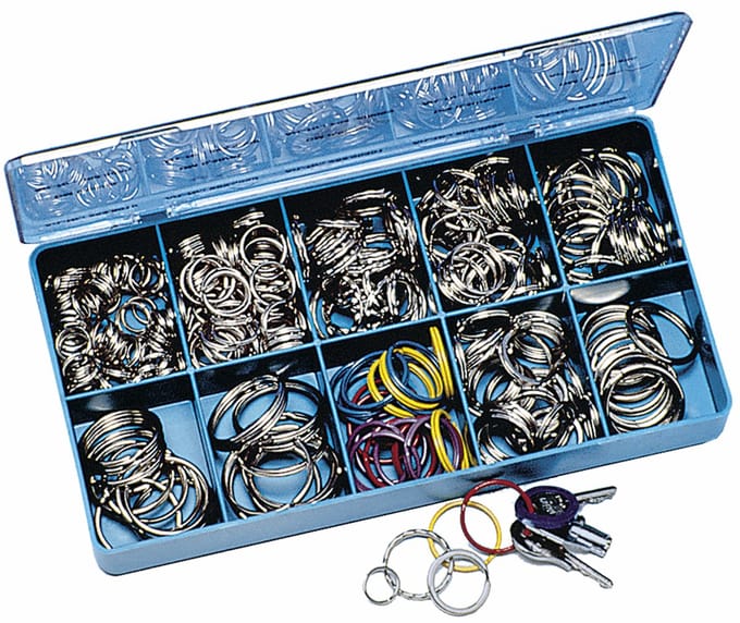 WEDO Metalen sleutelringen, assortimentsbox 300 stuks