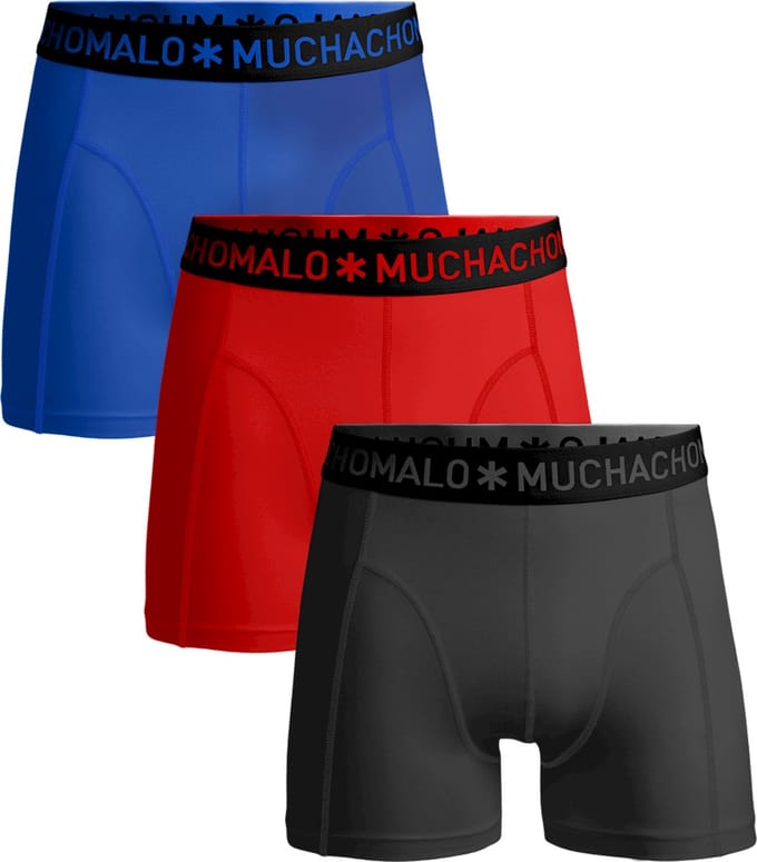 Muchachomalo 3 pack Solid lichtgrijs-rood-blauw maat S