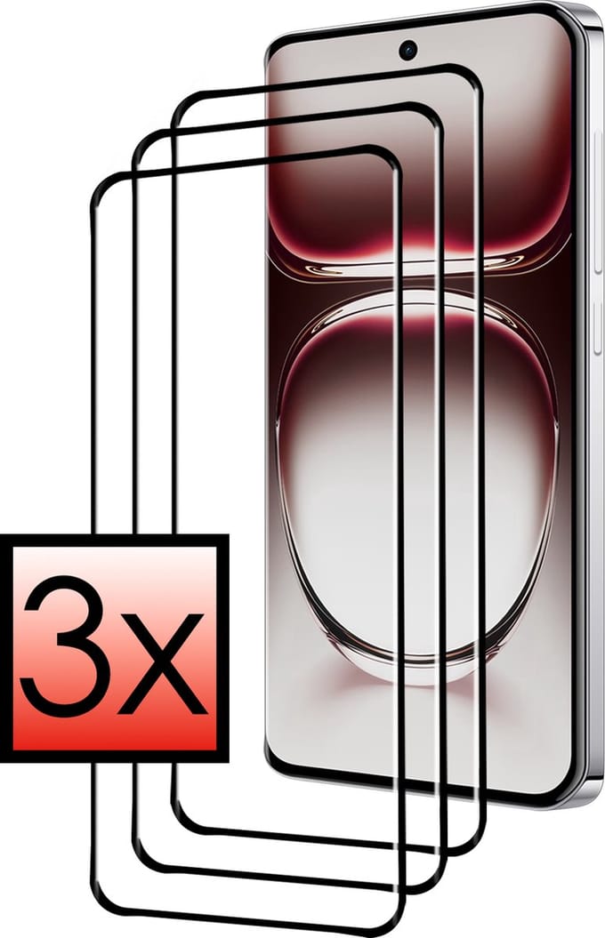 Screenprotector - 3 Stuks - Geschikt voor OPPO Reno 12 Pro - Full Cover - Beschermglas - Gehard Glas - Tempered Glass - Screen Protector