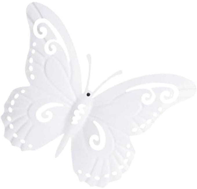 Dailygoods - 3D Witte IJzeren Vlinder Wanddecoratie