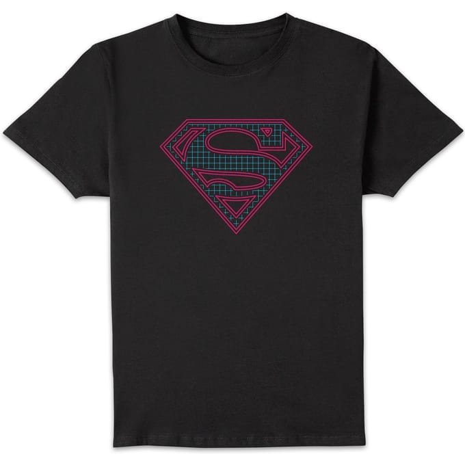 Justice League Superman Retro Grid Logo Men's T-Shirt - Black - M