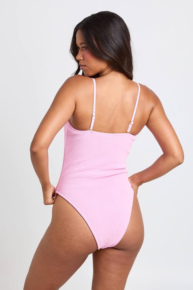boohoo Dames Gestructureerd Bandeau Badpak | Roze | Maat: 34