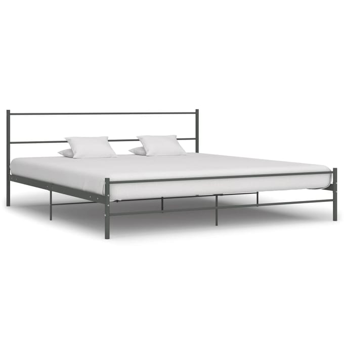 vidaXL - Bedframe - metaal - grijs - 200x200 - cm