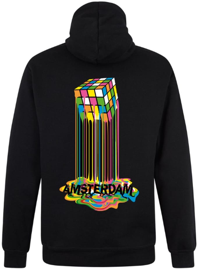 Zwarte Neon Sweater Trui Rubik's Cube Amsterdam M