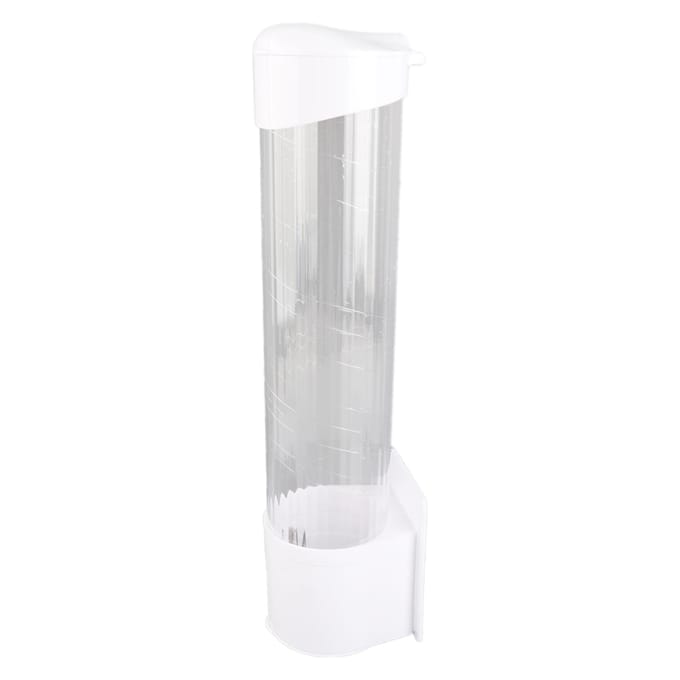 Stofdichte papieren bekerdispenser plastic houder 7,5 cm 50 bekers handige container white