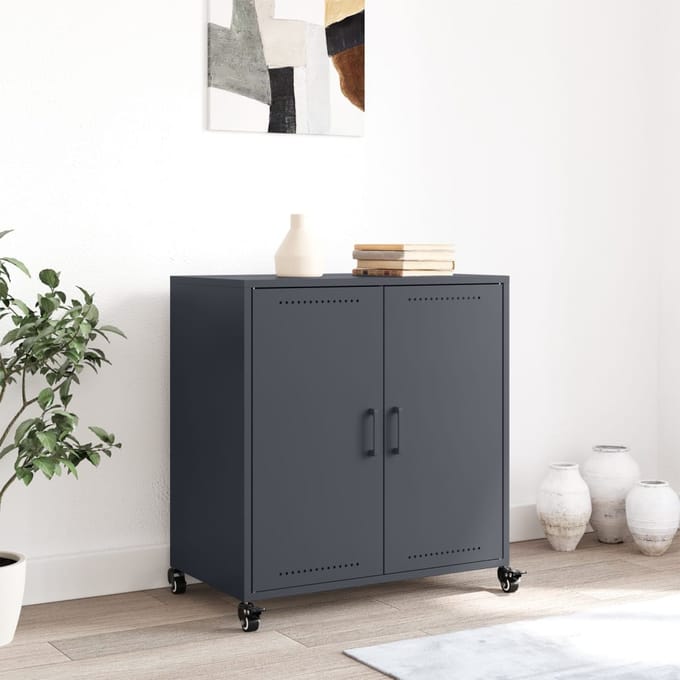 vidaXL - Dressoir - 68x39x72 - cm - staal - antracietkleurig