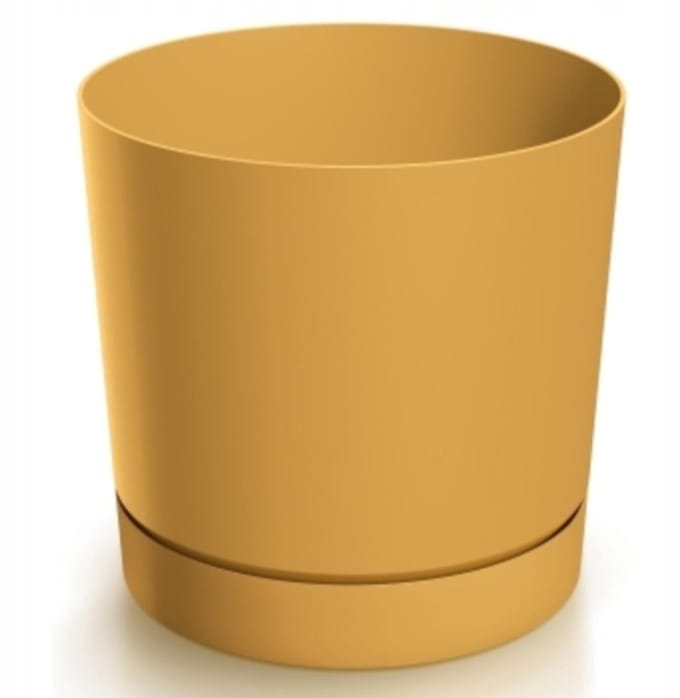 Prosperplast Tubo - Bloempot met Schotel - Mosterdkleur - 19,9 cm - Mat Afwerking
