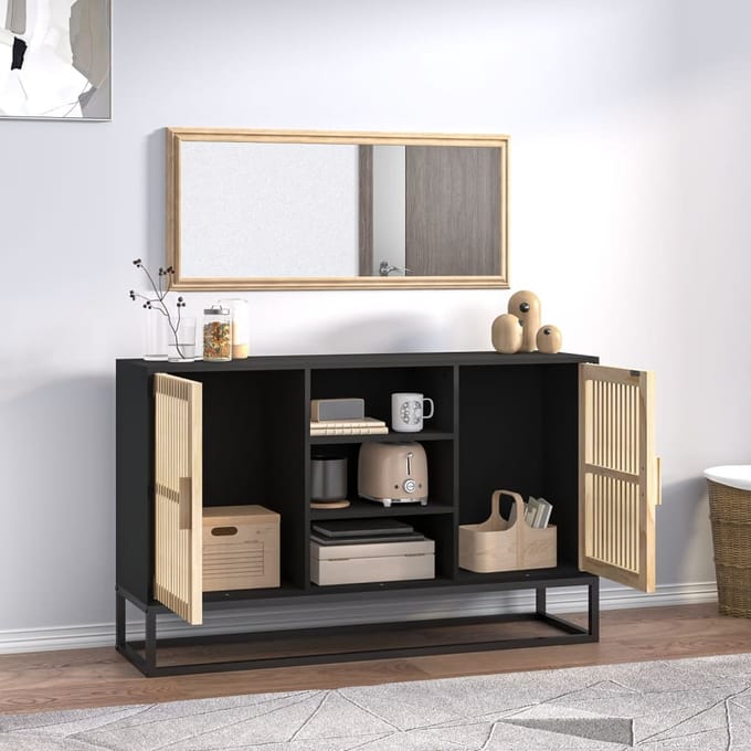vidaXL - Dressoir - 105x30x65 - cm - bewerkt - hout - zwart