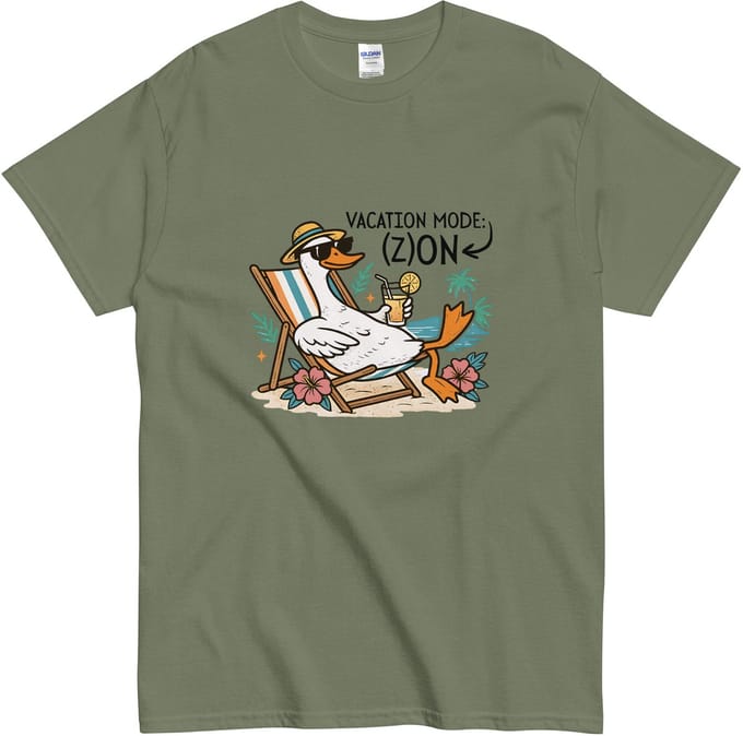 Khaki Groen Tshirt voor Dames en Heren - Happy Goose on the Beach - M