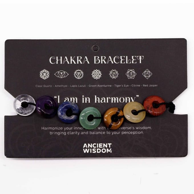 Chakra armband - mini edelsteen donuts - 7 chakra - verstelbaar