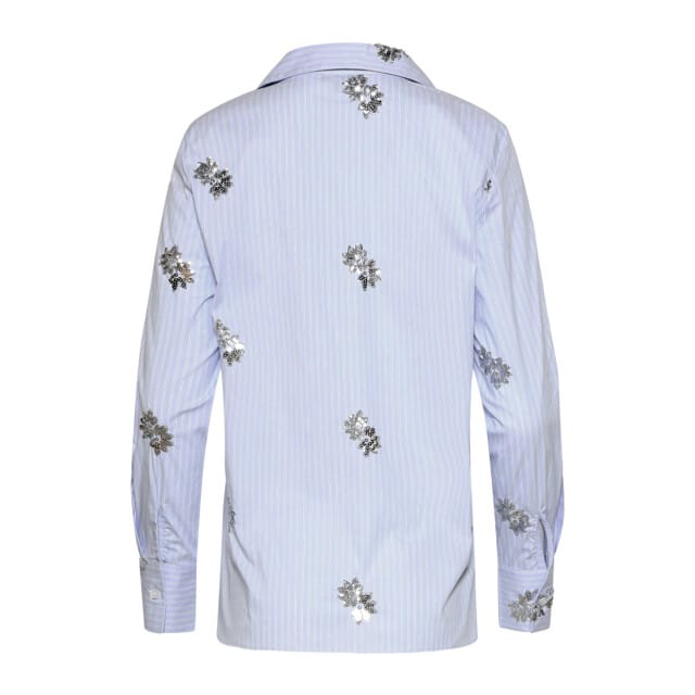 Smashed Lemon Gestreepte blouse met geborduurde bloemen en pailletten |