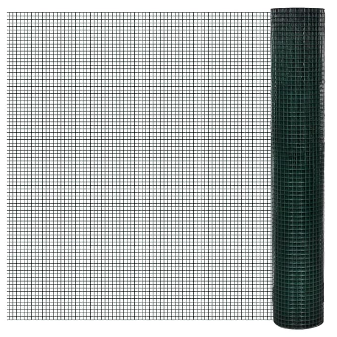 vidaXL Kippengaas 1x25 m gegalvaniseerd staal groen