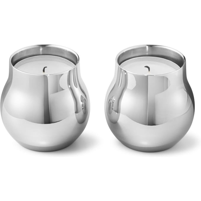 Georg Jensen - Cafu Theelichthouder - roestvrij staal, 2 stuks - zilver