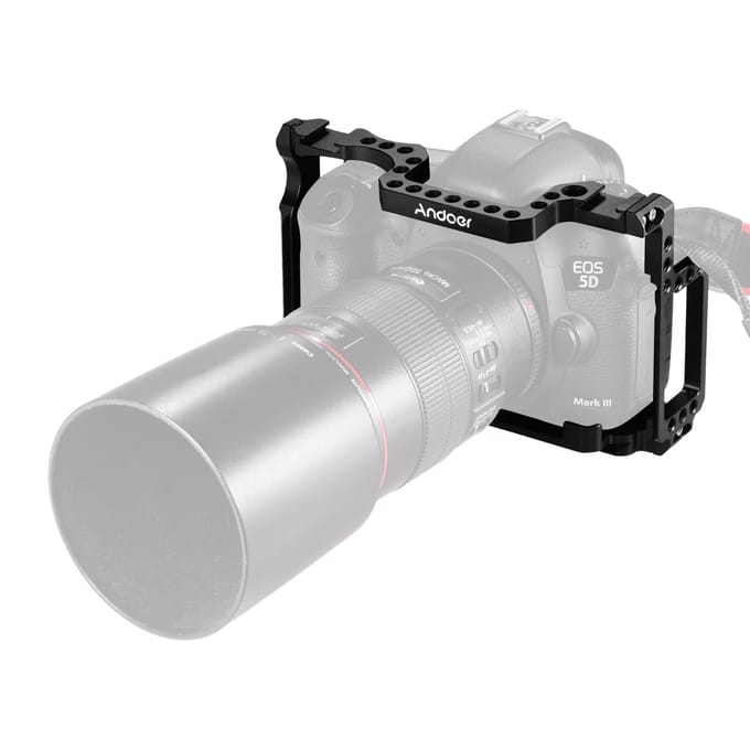 Camerakooi aluminiumlegering met 1/4 inch en 3/8 inch schroefgaten Dubbele koude schoenbevestiging zwart
