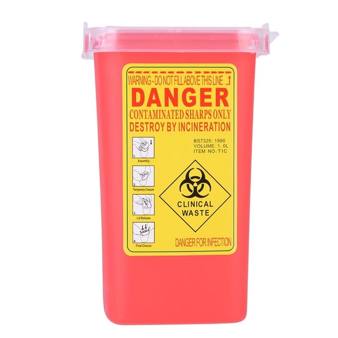 Dailygoods- Afvalcontainer 1 Liter - Scherpe Afvalcontainer - Medische Afvalcontainer - Punctuurbestendig - Klapdeksel - Gebruiksvriendelijk - Naaldcontainer
