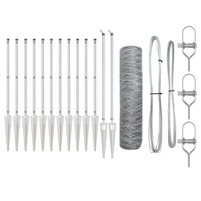 vidaXL - zeshoekig - gaasgek - met - palen - 10 - x - 0,6 - m - Gegalvaniseerd - staal