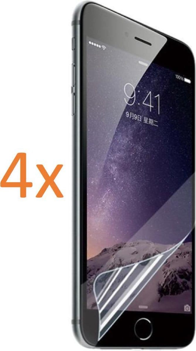 4x Screenprotector geschikt voor Apple iPhone 6 / 6s - Glas PET Folie Screenprotector Transparant 0.2mm 9H (Full Screen Protector)