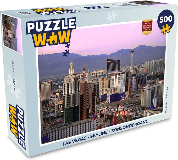 Puzzel Las Vegas - Skyline - Zonsondergang - Legpuzzel - Puzzel 500 stukjes