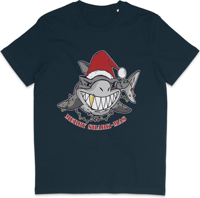 T Shirt Heren - Kerst - Korte Mouw - Blauw - Maat L