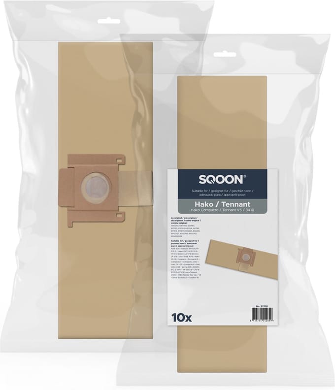 SQOON® stofzuigerzakken geschikt voor Hako Compacto 9 / Tennant - papier - gelijk aan 0001261, 1067460, 607961, M34002004