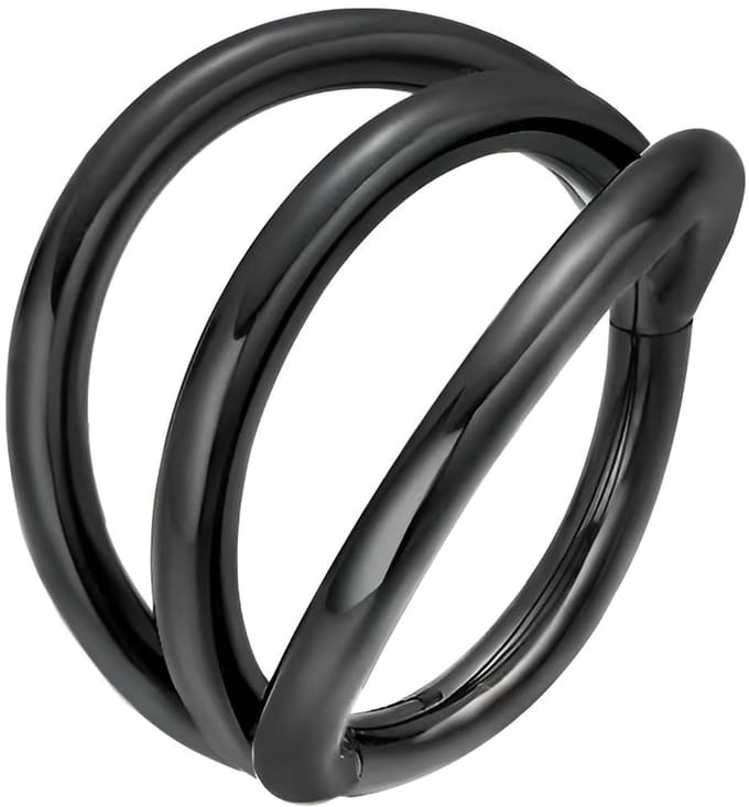 Dailygoods- Neusring Opklapbaar - Septumring - Dubbele Ring - Kraakbeenpiercing - Roestvrij Staal 316 - Diameter 8 mm - Piercing