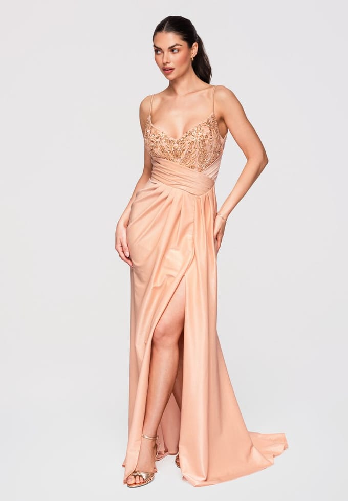 LARICA Jurk - Rits - Effen - Jurk Beige S