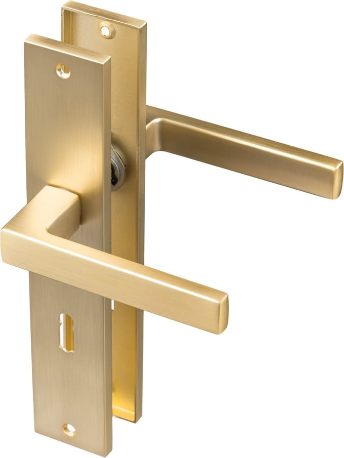Ostiumhome® Alassio - Deurklink op schild met Sleutelgat - Deurbeslag - 56 mm - Mat goud