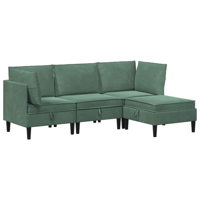 vidaXL - Woonkamer - Meubelset - 4 - st - Zeegroen - Fluweel