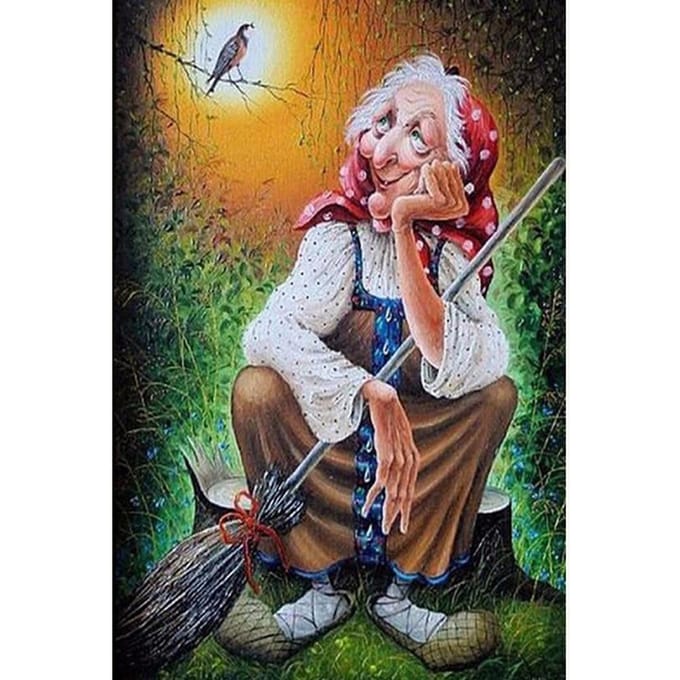 Kit de Point de Croix DIY Broderie Diamant vieille grand-mère Peinture Diamant Mosaïque Décoration Maison 20X30CM black
