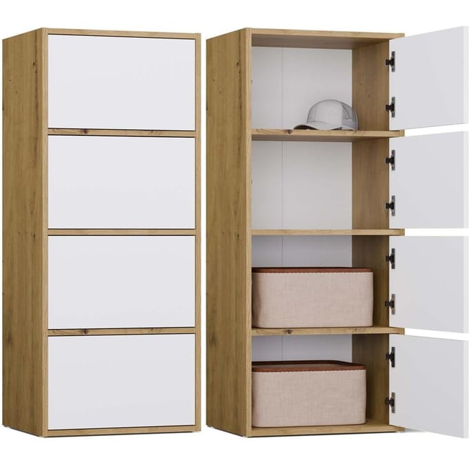 ALMA ALMA - Dressoir - 4 deuren - TIP-ON systeem - Mat wit / Eiken Artisan