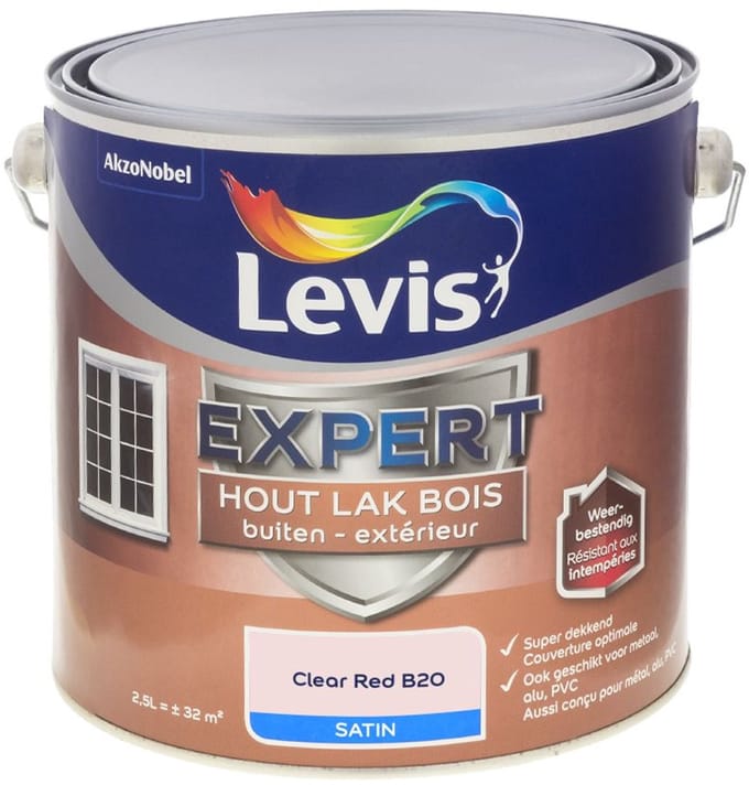 Levis - Expert Hout Lak Buiten Satin Mix - Clear Red B20 - Mengverf - 2,5 L