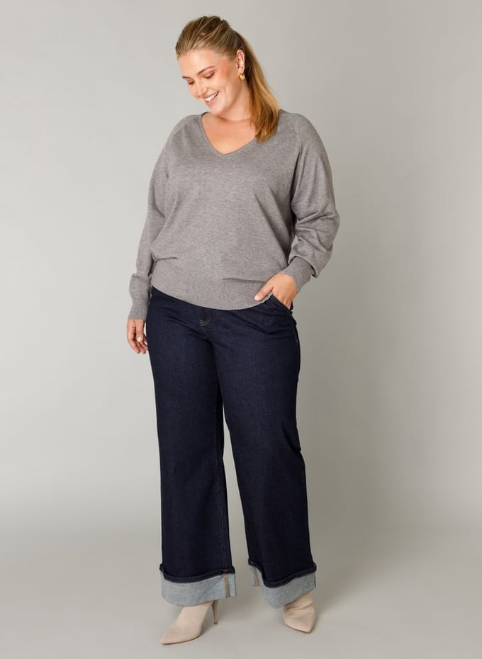 YEST CURVE Francesca Tops - Light Grey/Melange - maat 0(46)